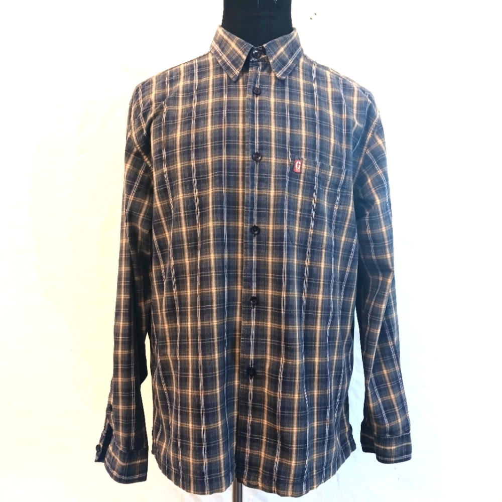 G by Guess 2007 earthy cotton plaid , long Sleeve button-up shirt. XL